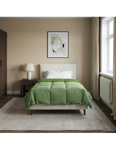 Duvet Invernale Trapuntato Verde 135 x 200 cm Microfibra