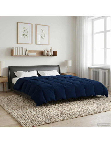 Duvet Invernale Trapuntato Blu Scuro 200 x 220 cm Microfibra