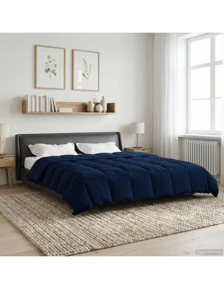 Duvet Invernale Trapuntato Blu Scuro 200 x 220 cm Microfibra