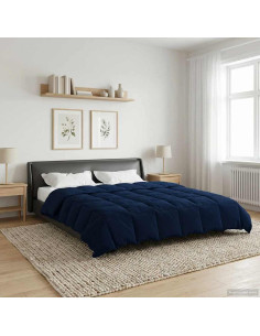 Duvet Invernale Trapuntato Blu Scuro 220 x 240 cm Microfibra