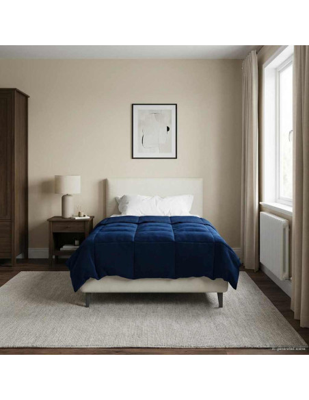 Duvet Estivo Trapuntato Blu Scuro 155 x 220 cm Microfibra
