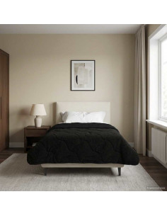 Duvet Estivo Nero 140 x 200 cm Microfibra e Fleece Teddy