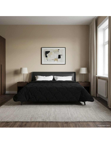 Duvet Estivo Nero 240 x 260 cm Microfibra e Fleece Teddy