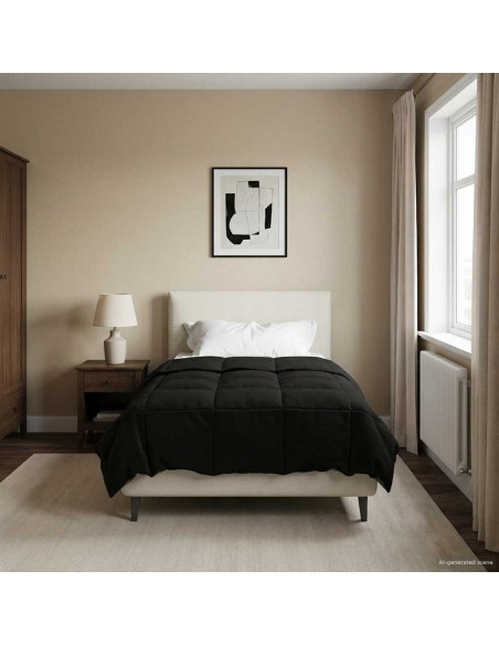 Duvet Invernale Trapuntato Nero 140 x 220 cm Microfibra