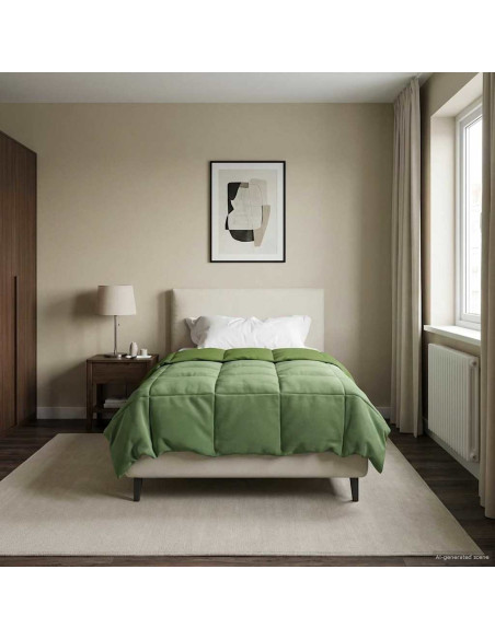 Duvet Invernale Trapuntato Verde 155 x 200 cm Microfibra