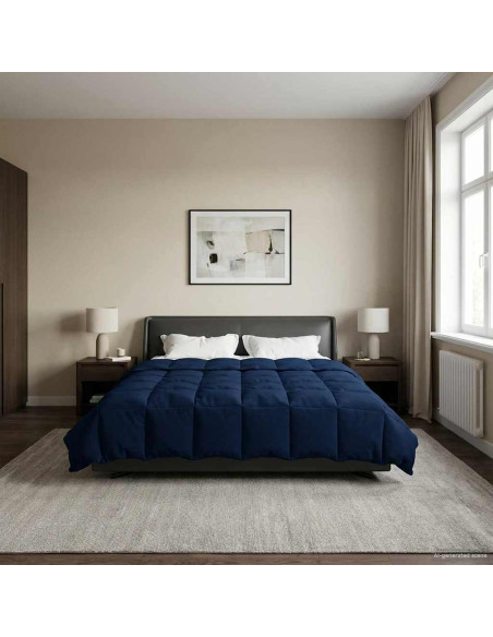 Duvet Invernale Trapuntato Blu Scuro 220 x 260 cm Microfibra