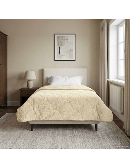 Duvet Invernale Crema 155 x 200 cm Microfibra e Fleece Teddy