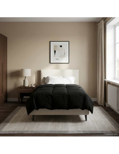 Duvet Invernale Trapuntato Nero 155 x 220 cm Microfibra