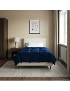 Duvet Invernale Trapuntato Blu Scuro 140 x 200 cm Microfibra