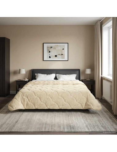 Duvet Invernale Crema 200 x 200 cm Microfibra e Fleece Teddy
