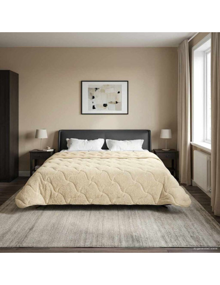 Duvet Invernale Crema 200 x 200 cm Microfibra e Fleece Teddy