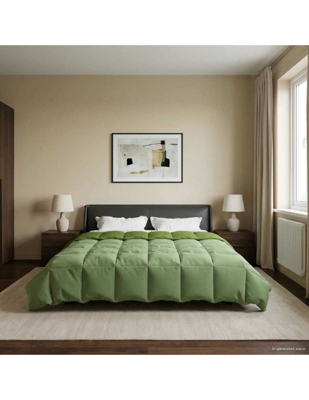 Duvet Invernale Trapuntato Verde 200 x 240 cm Microfibra