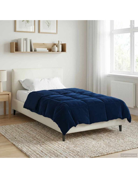 Duvet Invernale Trapuntato Blu Scuro 155 x 200 cm Microfibra