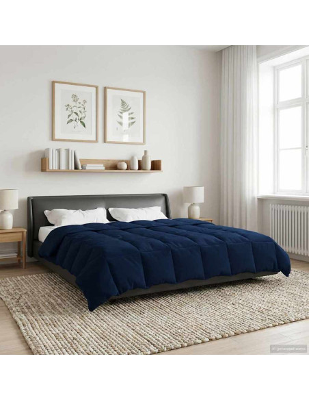 Duvet Invernale Trapuntato Blu Scuro 200 x 200 cm Microfibra