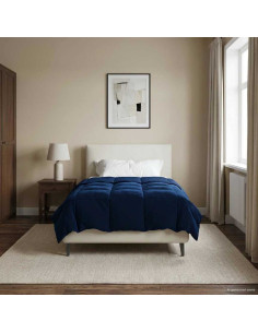Duvet Estivo Trapuntato Blu Scuro 140 x 200 cm Microfibra
