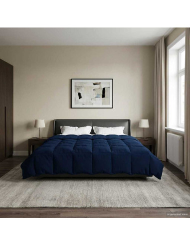 Duvet Estivo Trapuntato Blu Scuro 240 x 260 cm Microfibra