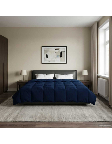 Duvet Estivo Trapuntato Blu Scuro 240 x 260 cm Microfibra