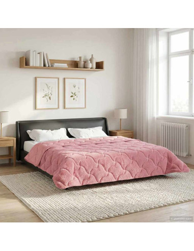 Duvet Invernale Rosa 220 x 260 cm Microfibra e Fleece Teddy