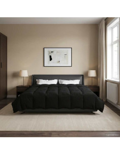 Duvet Invernale Trapuntato Nero 240 x 260 cm Microfibra