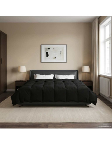 Duvet Invernale Trapuntato Nero 240 x 260 cm Microfibra