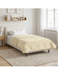 Duvet Invernale Crema 155 x 220 cm Microfibra e Fleece Teddy