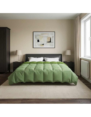 Duvet Invernale Trapuntato Verde 200 x 220 cm Microfibra