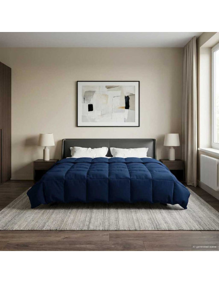 Duvet Estivo Trapuntato Blu Scuro 200 x 240 cm Microfibra