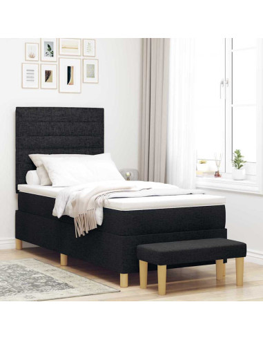 Letto a molle con materasso Nero 90 x 190 cm Tessuto