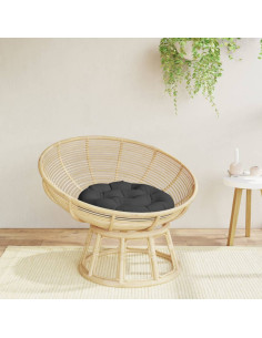 Cuscino Rotondo Nero Ø 60x11 cm in Tessuto Oxford