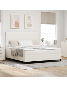 Letto a molle Crema e Bianco 180 x 200 cm Tessuto in Cords