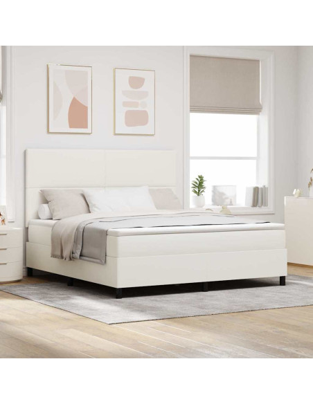 Letto a molle Crema e Bianco 180 x 200 cm Tessuto in Cords