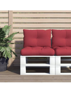 Cuscini per Pallet 2 pz Rosso Vino in Tessuto