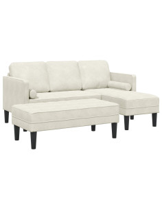 Set di divani con cuscino 2 pcs Crema Poliestere