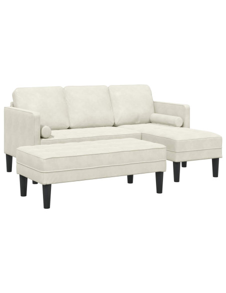 Set di divani con cuscino 2 pcs Crema Poliestere