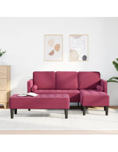 Set di divani con cuscino 2 pcs Rosso Vino Poliestere