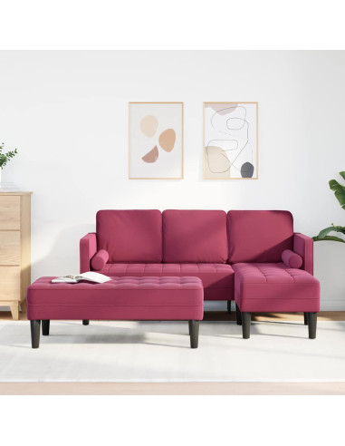 Set di divani con cuscino 2 pcs Rosso Vino Poliestere
