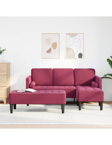 Set di divani con cuscino 2 pcs Rosso Vino Poliestere