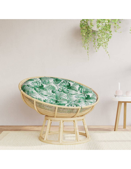 Cuscino Rotondo Motivo a Foglie Ø 100x11 cm in Tessuto Oxford