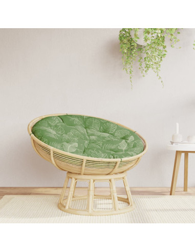 Cuscino Rotondo Motivo a Foglie Ø 100x11 cm in Tessuto Oxford