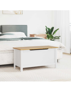 Scatola di Stoccaggio Bianco e marrone miele 90 x 40 x 45 cm