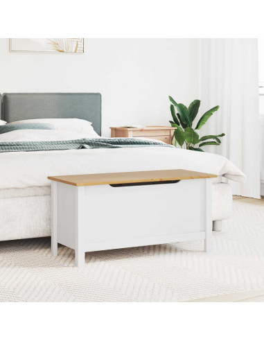 Scatola di Stoccaggio Bianco e marrone miele 90 x 40 x 45 cm