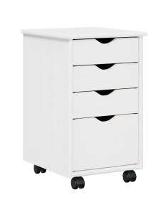 Mobile con Ruote Bianco 34 x 39 x 56 cm Legno di Pino Massello