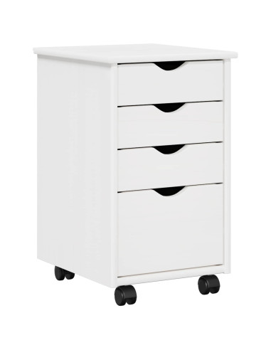 Mobile con Ruote Bianco 34 x 39 x 56 cm Legno di Pino Massello