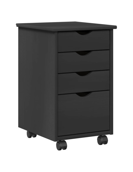 Mobile con Ruote Grigio 34 x 39 x 56 cm Legno di Pino Massello