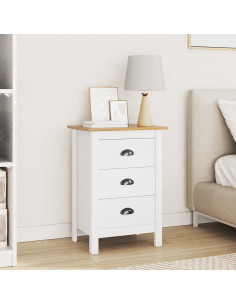 Armadio da Notte Bianco e marrone miele 46 x 35 x 65 cm