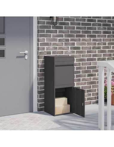 Cassetta per pacchi con porta Nero 41 x 38 x 103 cm Acciaio
