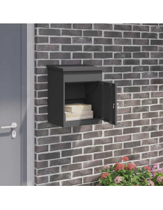 Cassetta per pacchi con porta Nero 47.5 x 38 x 59 cm Acciaio