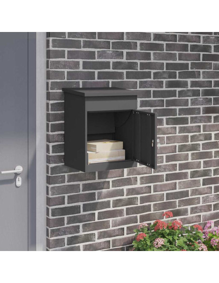 Cassetta per pacchi con porta Nero 47.5 x 38 x 59 cm Acciaio