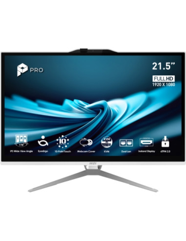 ALL IN ONE MSI PRO AP222T 14M-623EU 21,5" TOUCH Pentium G7400 8GB SSD128GB Tastiera Mouse W11P Bianco