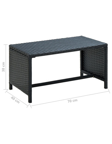 Tavolino da Salotto Nero 70x40x38 cm in Polyrattan